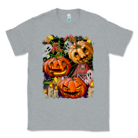 Heather Grey Halloween Pumpkins Classic Tee - BundleAndBundleShop