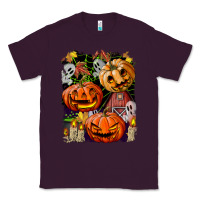 Plum Halloween Pumpkins Classic Tee - BundleAndBundleShop