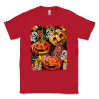 Red Halloween Pumpkins Classic Tee - BundleAndBundleShop