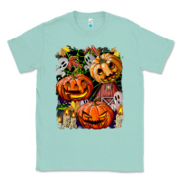 Seafoam Halloween Pumpkins Classic Tee - BundleAndBundleShop