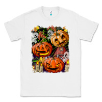 White Halloween Pumpkins Classic Tee - BundleAndBundleShop