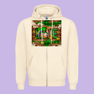 St. Patrick's Day Love Gnome Tumbler Zipper Hoodie Designed By Neo Western