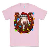 Bubblegum Pink christmas horseshoe with hereford cow Classic Tee - RanaPortraitStore