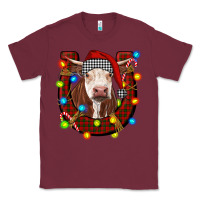 Burgundy christmas horseshoe with hereford cow Classic Tee - RanaPortraitStore