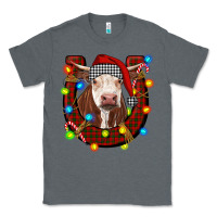 Charcoal Heather christmas horseshoe with hereford cow Classic Tee - RanaPortraitStore