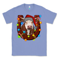 Colony Blue christmas horseshoe with hereford cow Classic Tee - RanaPortraitStore