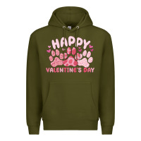 Army Green happy valentine's day Premium Hoodie - MaliasSmallBusiness