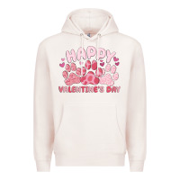 Pale Pink happy valentine's day Premium Hoodie - MaliasSmallBusiness