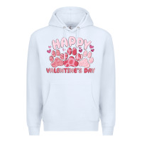 White happy valentine's day Premium Hoodie - MaliasSmallBusiness