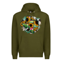 Army Green Texas Map Sunflower Cactus Serape Premium Hoodie - RanaPortraitStore