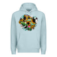 Blue Mist Texas Map Sunflower Cactus Serape Premium Hoodie - RanaPortraitStore
