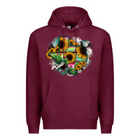 Burgundy Texas Map Sunflower Cactus Serape Premium Hoodie - RanaPortraitStore