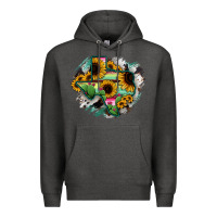 Charcoal Heather Texas Map Sunflower Cactus Serape Premium Hoodie - RanaPortraitStore