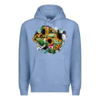 Colony Blue Texas Map Sunflower Cactus Serape Premium Hoodie - RanaPortraitStore