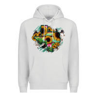 Dove Grey Texas Map Sunflower Cactus Serape Premium Hoodie - RanaPortraitStore