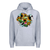 Heather Grey Texas Map Sunflower Cactus Serape Premium Hoodie - RanaPortraitStore