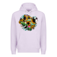 Lilac Texas Map Sunflower Cactus Serape Premium Hoodie - RanaPortraitStore