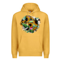 Mustard Texas Map Sunflower Cactus Serape Premium Hoodie - RanaPortraitStore