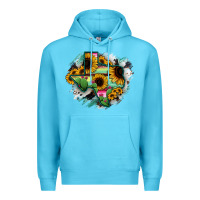 Ocean Blue Texas Map Sunflower Cactus Serape Premium Hoodie - RanaPortraitStore