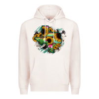 Pale Pink Texas Map Sunflower Cactus Serape Premium Hoodie - RanaPortraitStore