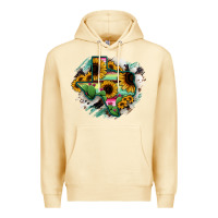 Pina Colada Texas Map Sunflower Cactus Serape Premium Hoodie - RanaPortraitStore