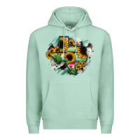 Seafoam Texas Map Sunflower Cactus Serape Premium Hoodie - RanaPortraitStore