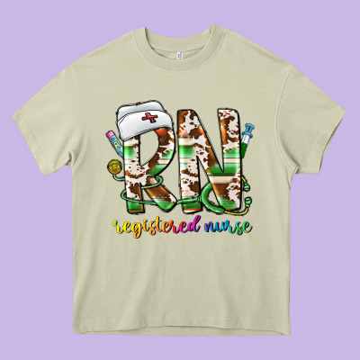 Rn Registered Nurse Heavy Core Tee Designed By Cowhidedigitalart