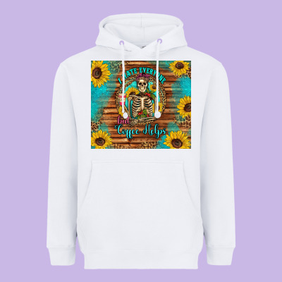 I Hate Everyone But Coffee Helps Western Skeleton Coffee Sunflowers Heavyweight Hoodie Designed By Artiststas