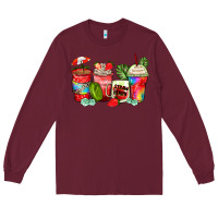 Burgundy strawberry coffee cups Long Sleeve Tee - Zillion Design Studio