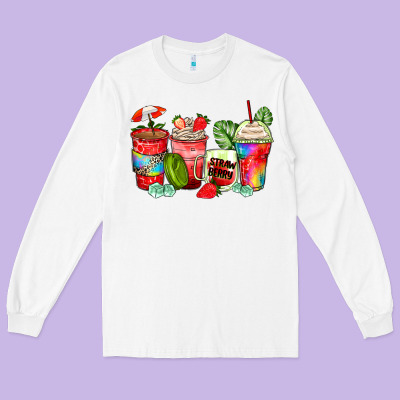 Strawberry Coffee Cups Long Sleeve Tee Designed By Zillion Design Studio