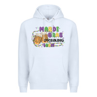 White mardi gras drinking team Premium Hoodie - MaliasSmallBusiness