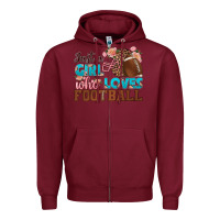 Burgundy just a girl who loves football Zipper Hoodie - HRA Design Shop