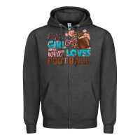 Charcoal Heather just a girl who loves football Zipper Hoodie - HRA Design Shop