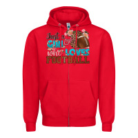 Red just a girl who loves football Zipper Hoodie - HRA Design Shop