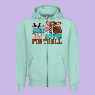 Just A Girl Who Loves Football Zipper Hoodie Designed By Hra Design Shop