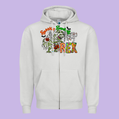 Spooky Sourus Zipper Hoodie Designed By Cowhidedigitalart
