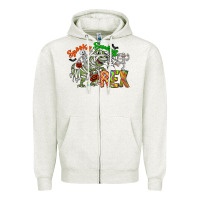 Oatmeal Heather spooky sourus Zipper Hoodie - CowhideDigitalArt