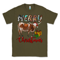 Army Green Texas Longhorn Merry Christmas Classic Tee - RanaPortraitStore