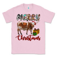 Bubblegum Pink Texas Longhorn Merry Christmas Classic Tee - RanaPortraitStore