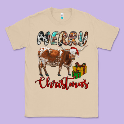 Texas Longhorn Merry Christmas Classic Tee Designed By Ranaportraitstore