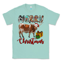 Seafoam Texas Longhorn Merry Christmas Classic Tee - RanaPortraitStore