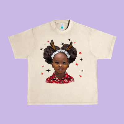 Christmas African Girl Urban Heavy Tee Designed By Barkaloodesign