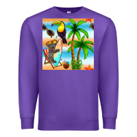 Purple tropical animals seamless pattern Premium Sweatshirt - BundleAndBundleShop