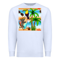 White tropical animals seamless pattern Premium Sweatshirt - BundleAndBundleShop