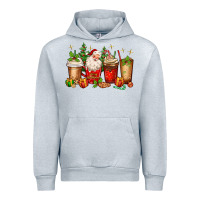 Heather Grey Christmas Santa coffee cups Urban Hoodie - MaliasSmallBusiness