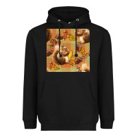 Black fall squirrel and plaid seamless Heavyweight Hoodie - BundleAndBundleShop