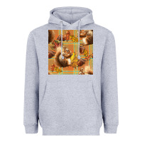 Heather Grey fall squirrel and plaid seamless Heavyweight Hoodie - BundleAndBundleShop