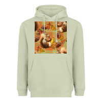 Matcha fall squirrel and plaid seamless Heavyweight Hoodie - BundleAndBundleShop
