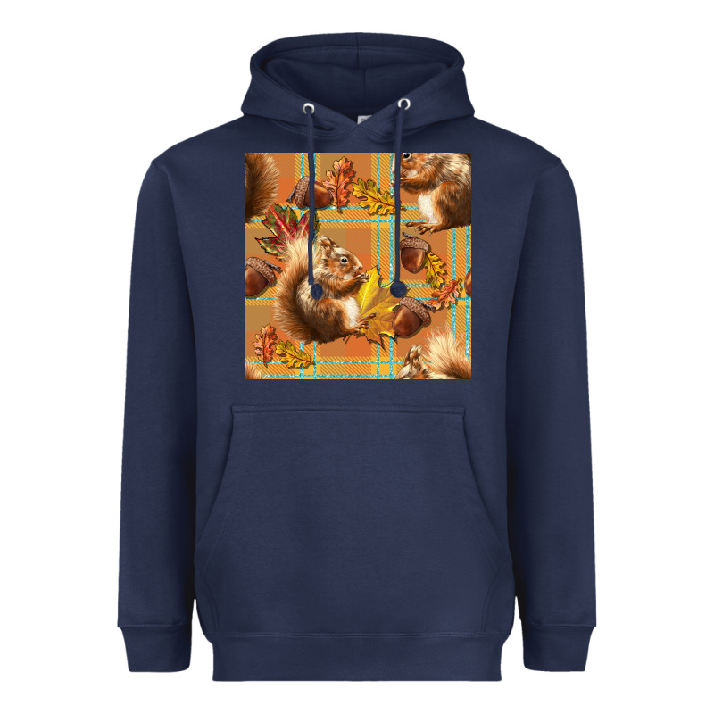 Fall Squirrel And Plaid Seamless Heavyweight Hoodie by BundleAndBundleShop | Teevron