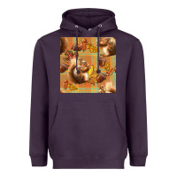 Plum fall squirrel and plaid seamless Heavyweight Hoodie - BundleAndBundleShop